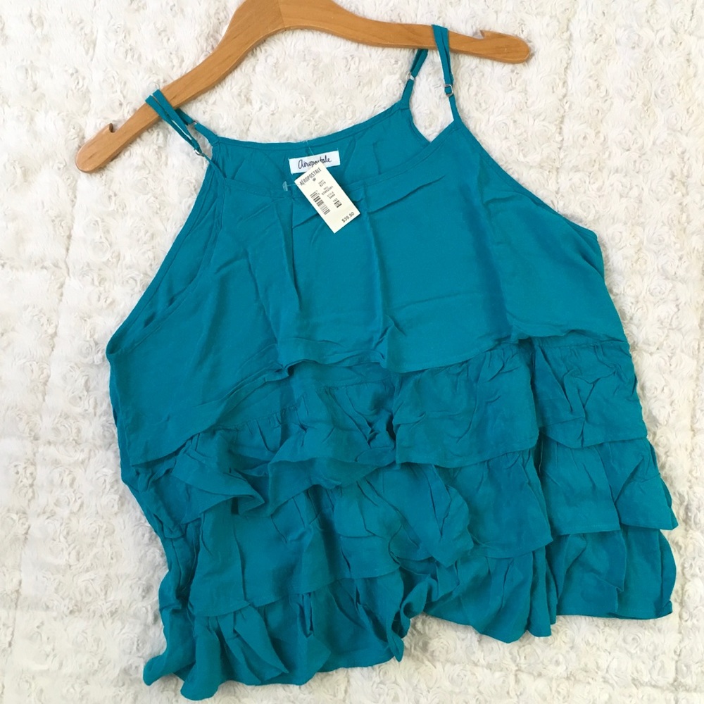 Aeropostale Tiered Tank Top Teal Size M NEW!
